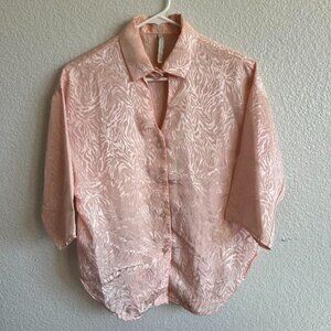 Pink Cheetah Print Button Up w/ Keyhole